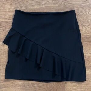Black Pencil Skirt with Asymmetrical ruffle detail